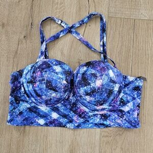 TORRID Space Geo bikini Top purple blue galaxy 1X